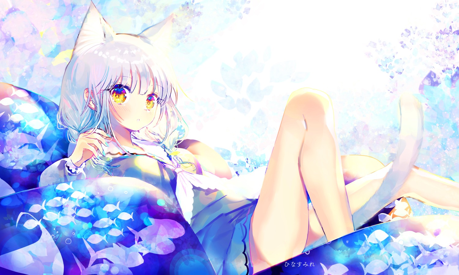 animal_ears, hinasumire, nekomimi, skirt_lift, tail