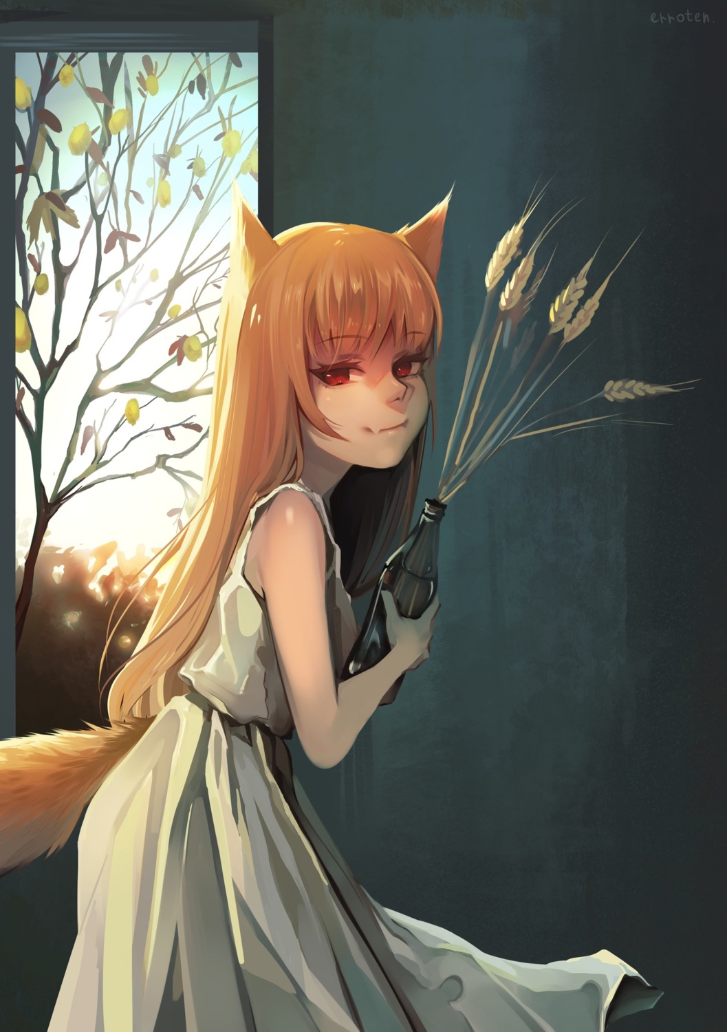 animal_ears, dress, erroten, holo, spice_and_wolf, tail