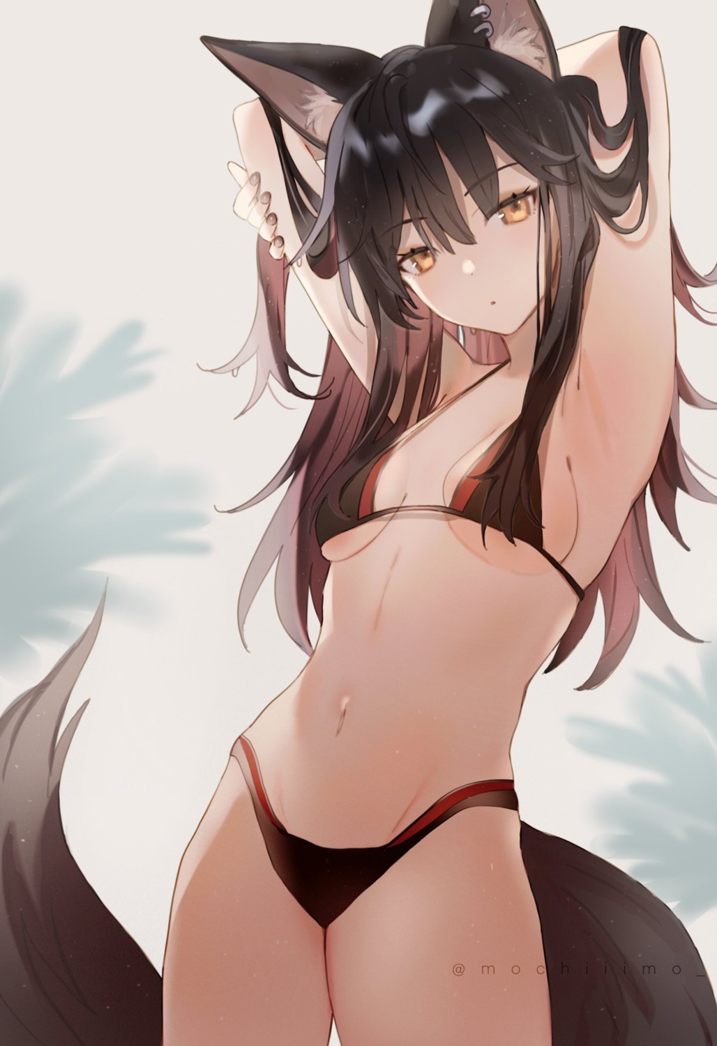 animal_ears, arknights, bikini, monchii, swimsuits, tail, texas_(arknights)