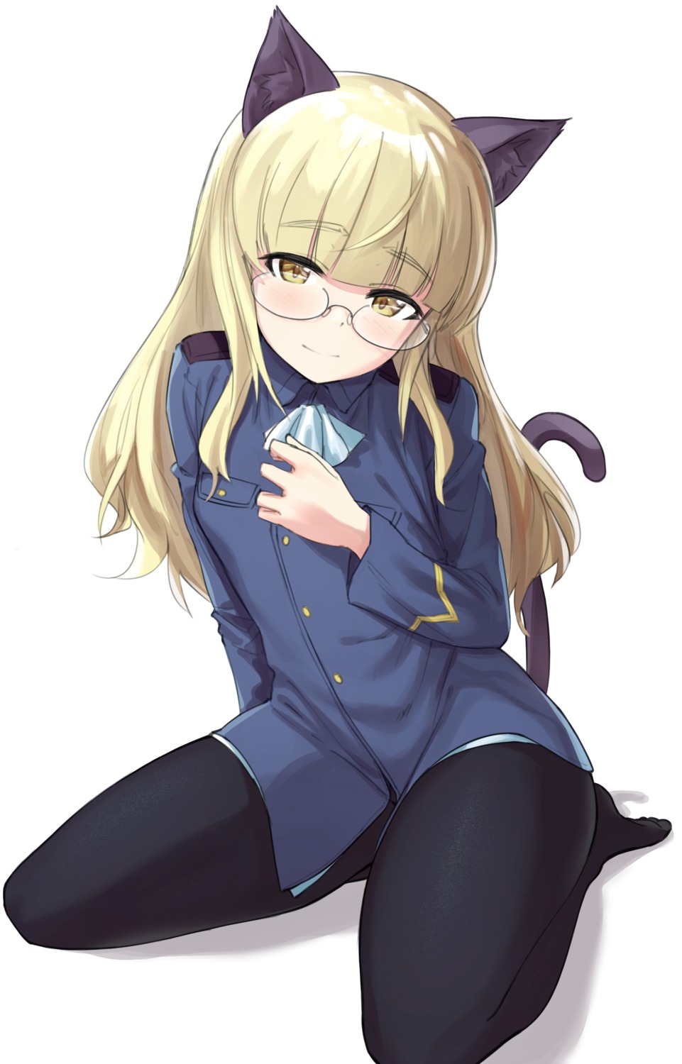 animal_ears, megane, nekomimi, pantyhose, perrine-h._clostermann, strike_witches, tagme, tail