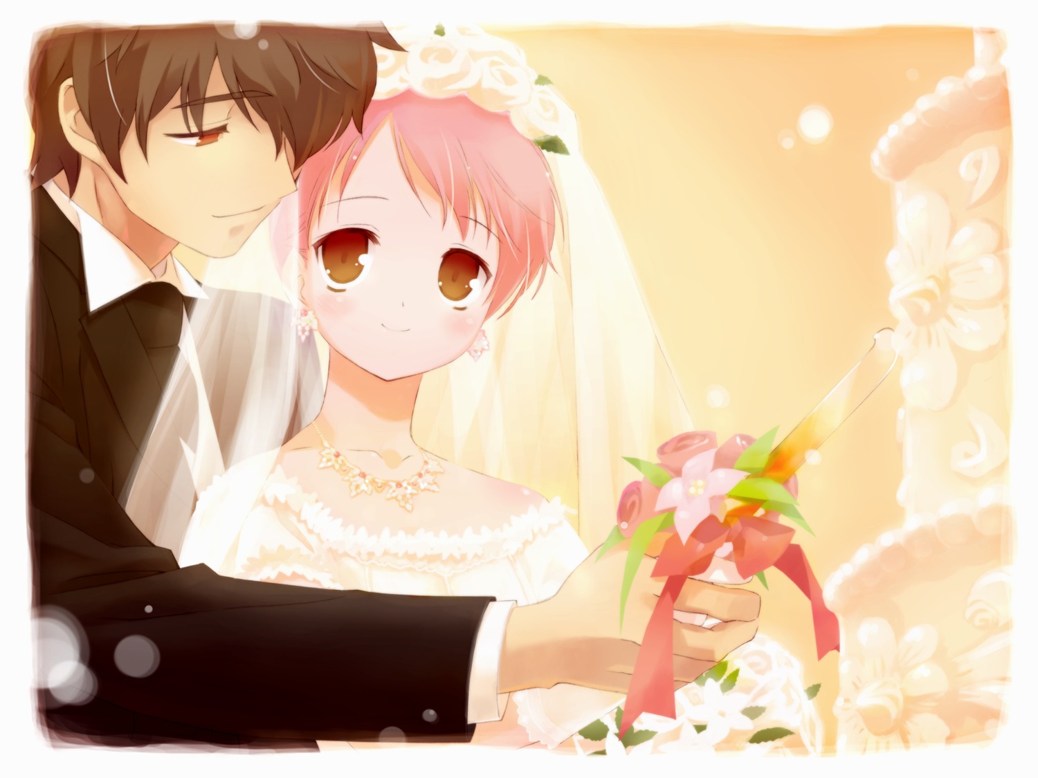 akino_momiji, cuffs, dress, gayarou, kiriyama_keigo, sakura_musubi, wallpaper, wedding_dress