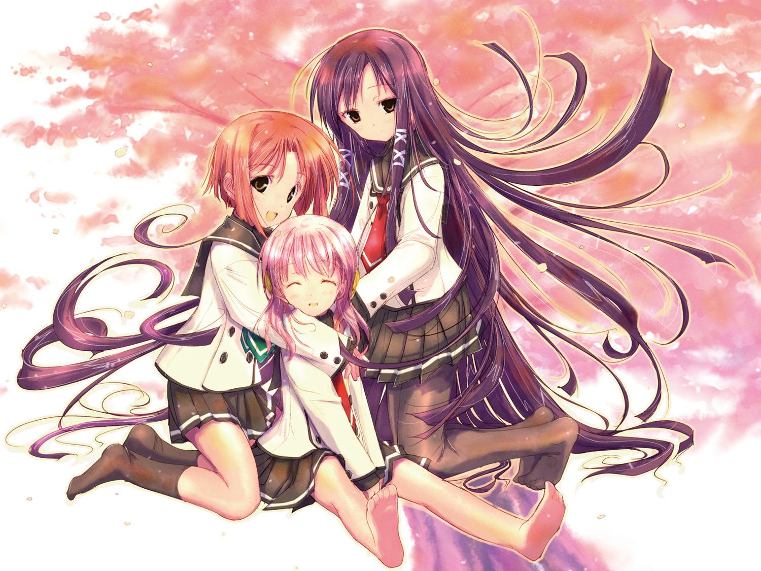 akino_momiji, cuffs, kiriyama_sakura, ozaki_hiroki, pantyhose, sakura_musubi, seifuku, sera_karen