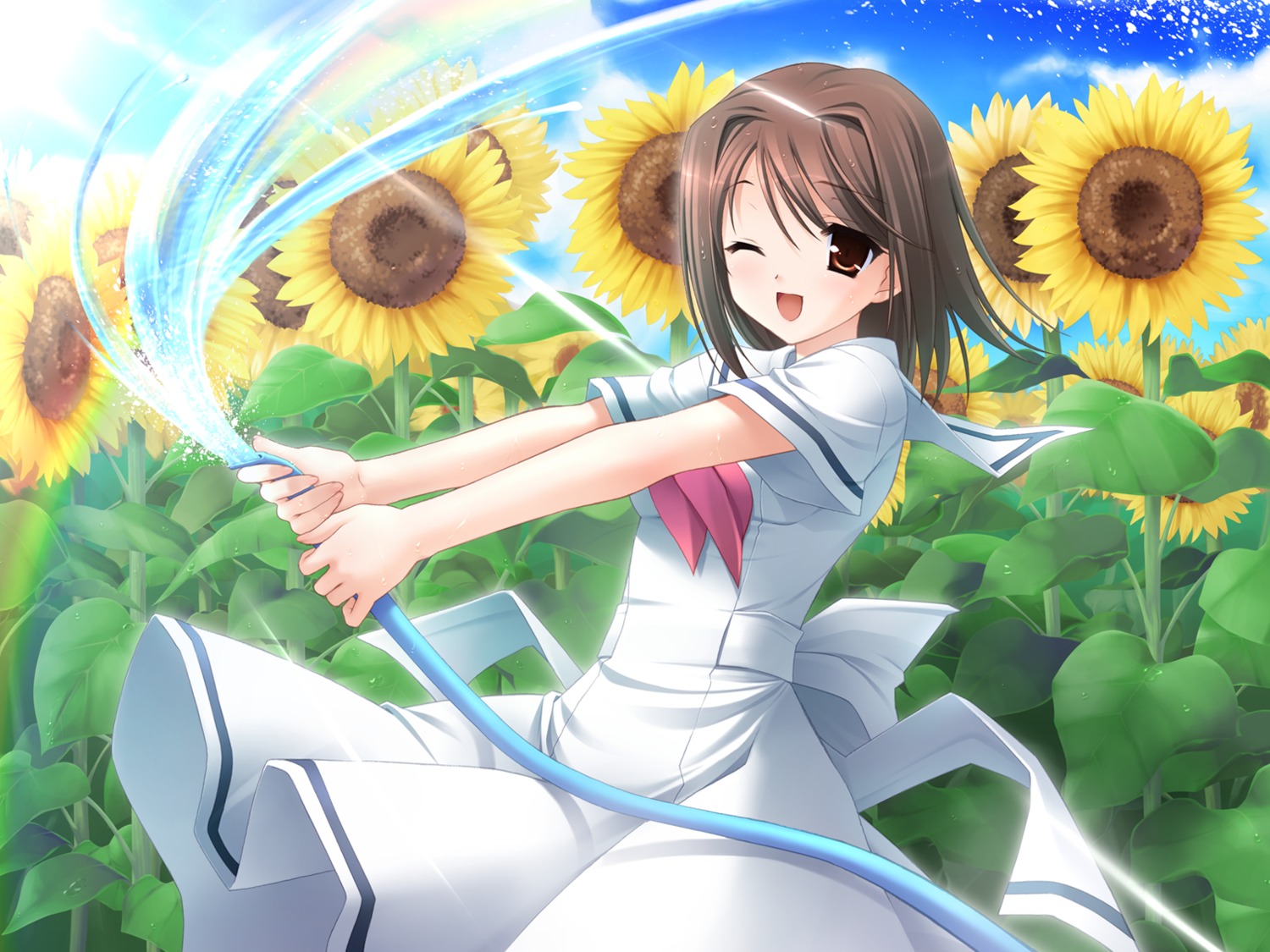 amesarasa, cuffs, kanekiyo_miwa, kumihama_mitsuha, seifuku, wallpaper