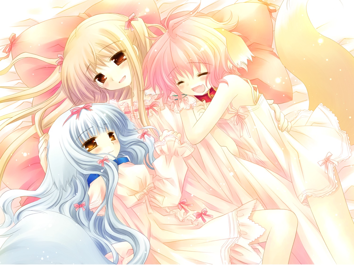 cuffs, lily_(w&l), lingerie, pajama, sakurazawa_izumi, touko, wallpaper, wanko