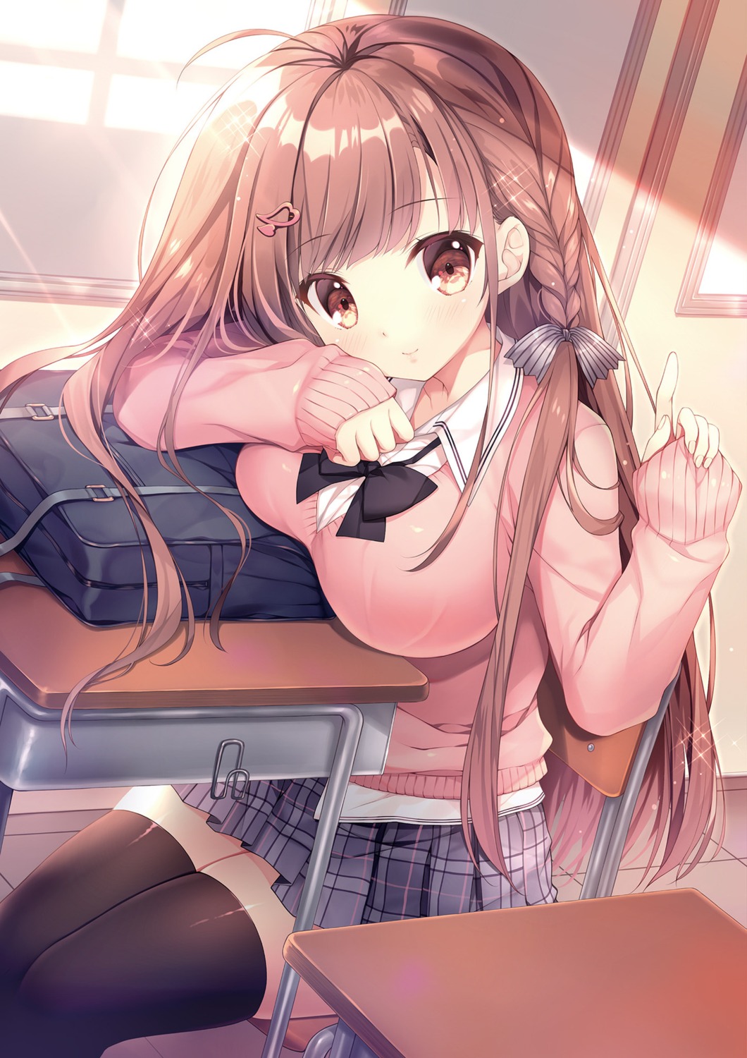 mitha, seifuku, sweater, thighhighs