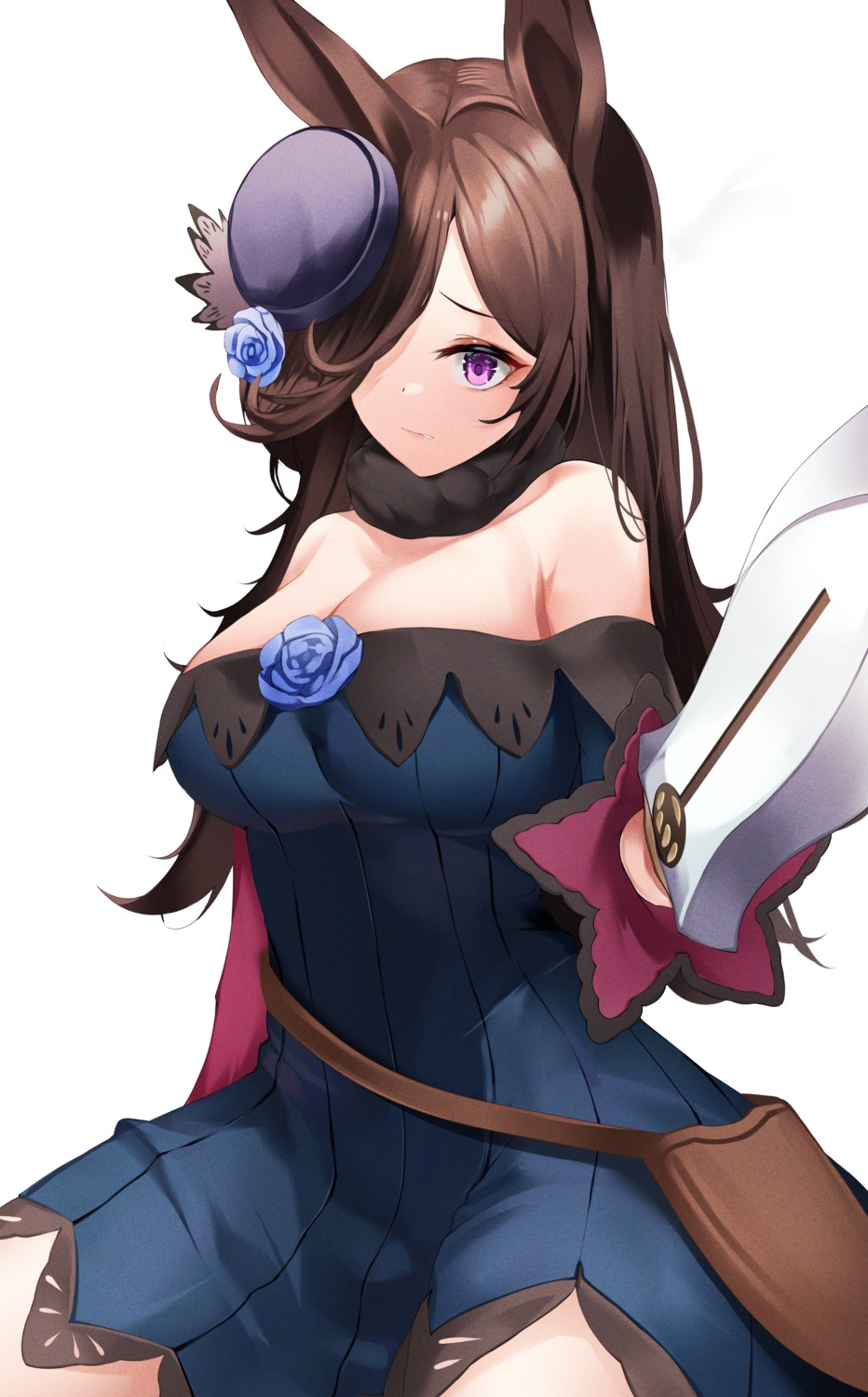 animal_ears, dress, nevin_(flyskying), no_bra, uma_musume_pretty_derby, weapon