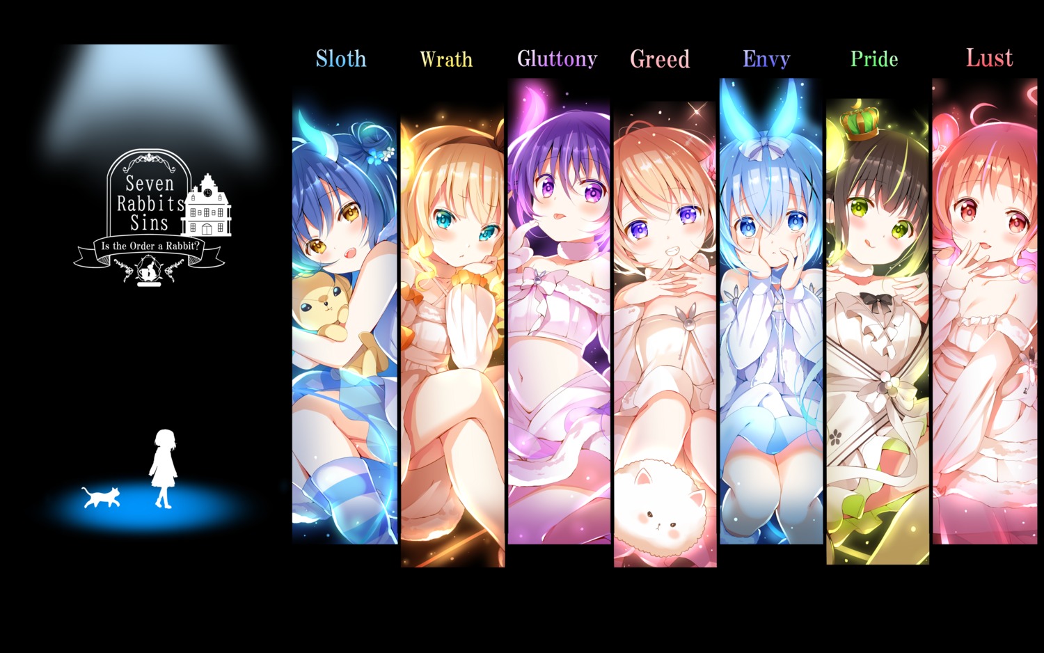 gochuumon_wa_usagi_desu_ka?, horns, hoto_cocoa, jouga_maya, kafuu_chino, kirima_sharo, koi, natsu_megumi