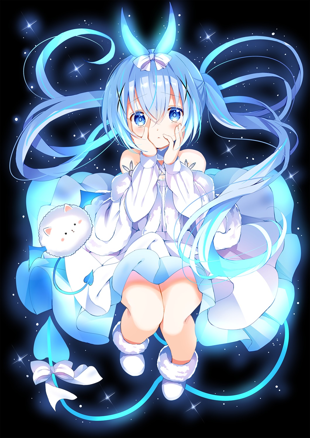 dress, gochuumon_wa_usagi_desu_ka?, horns, kafuu_chino, koi, skirt_lift, tail, tippy_(gochiusa)