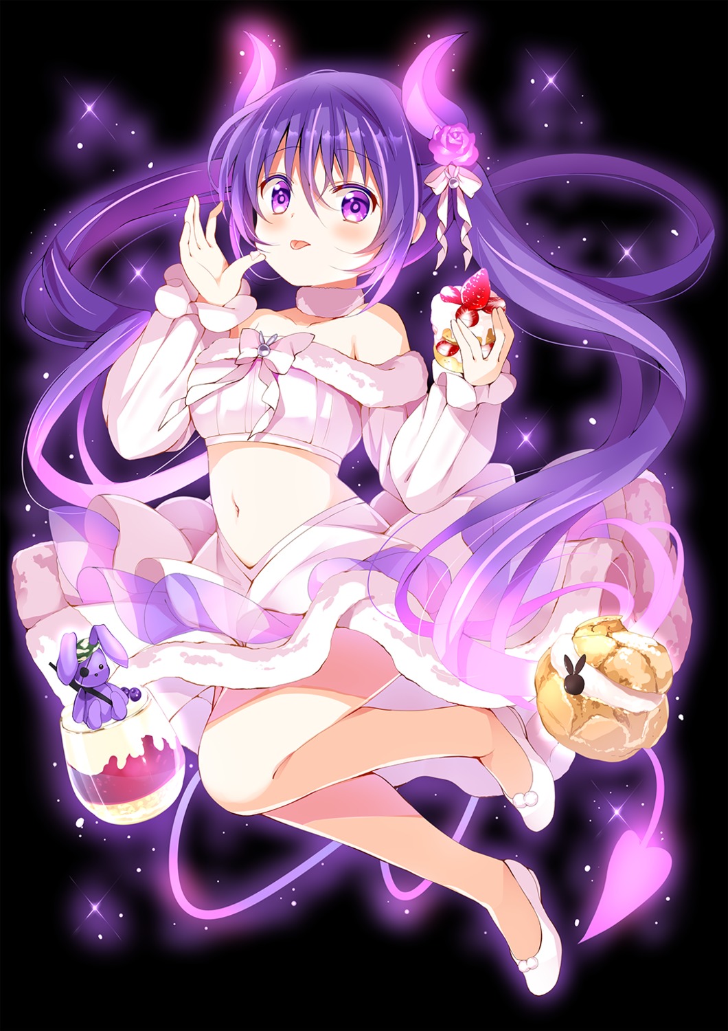 gochuumon_wa_usagi_desu_ka?, horns, koi, skirt_lift, tail, tedeza_rize