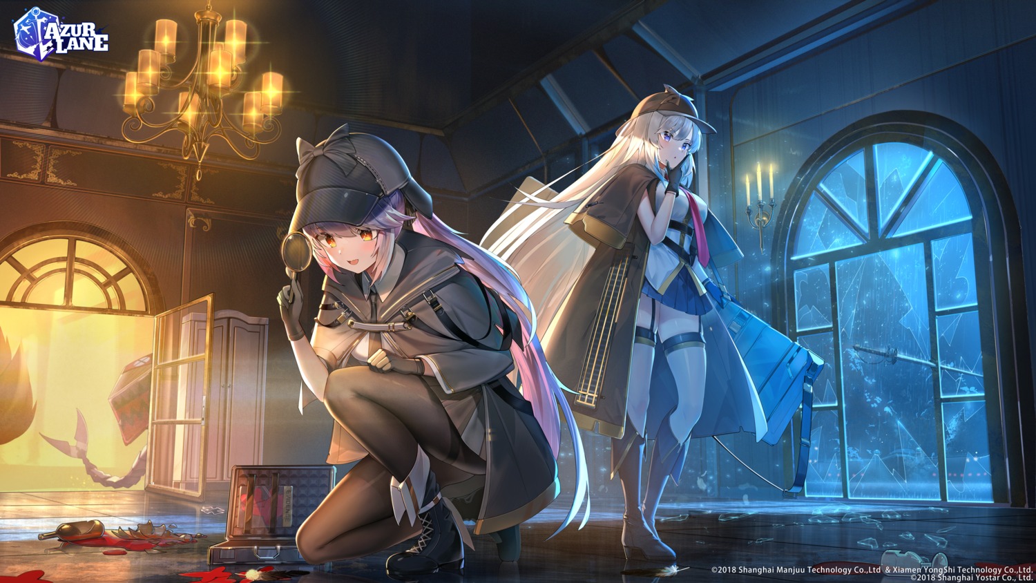 azur_lane, enterprise_(azur_lane), essex_(azur_lane), heels, janyhero, pantyhose, skirt_lift, stockings