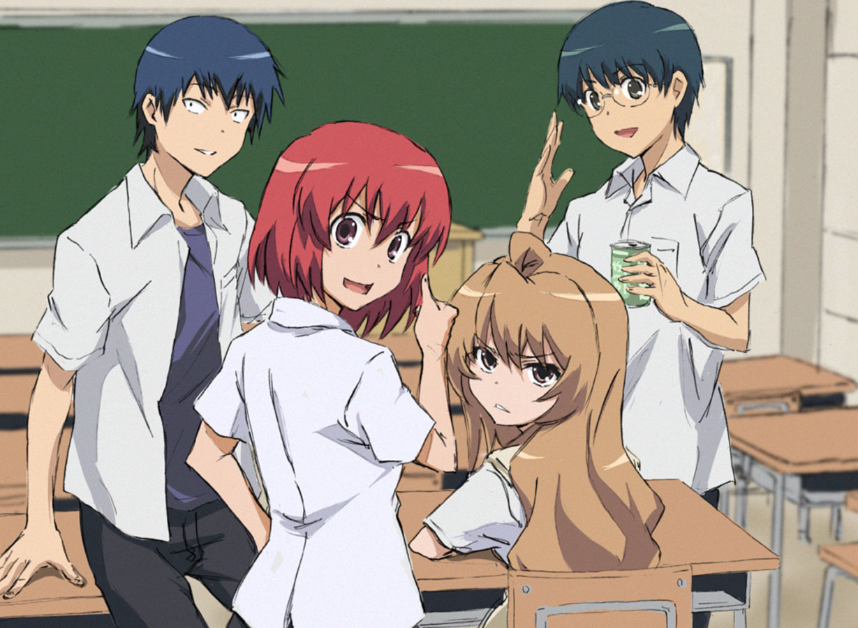 aisaka_taiga, kitamura_yuusaku, kumosuke, kushieda_minori, seifuku, takasu_ryuuji, toradora!