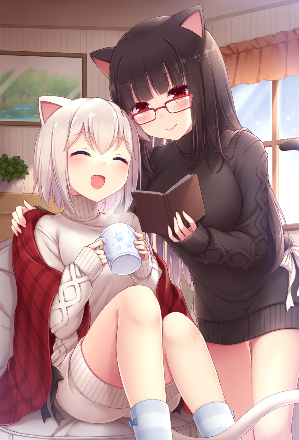 animal_ears, dress, maimai_(game), megane, milk_(maimai), nekomimi, sanotsuki, shama_(maimai)