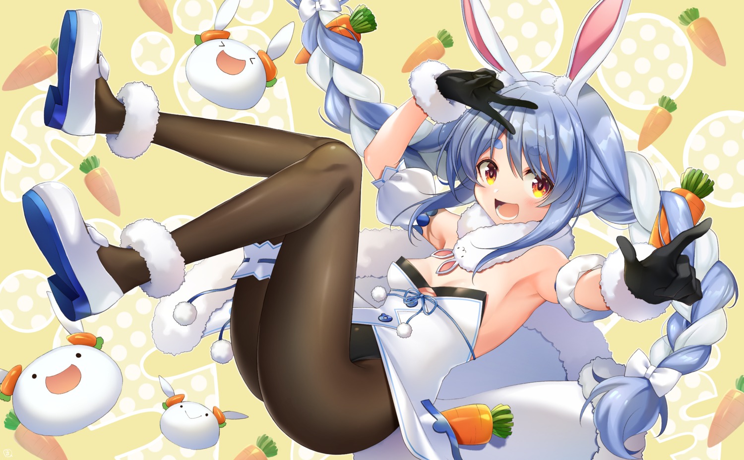 animal_ears, bunny_ears, bunny_girl, cleavage, heels, hololive, makinan, no_bra