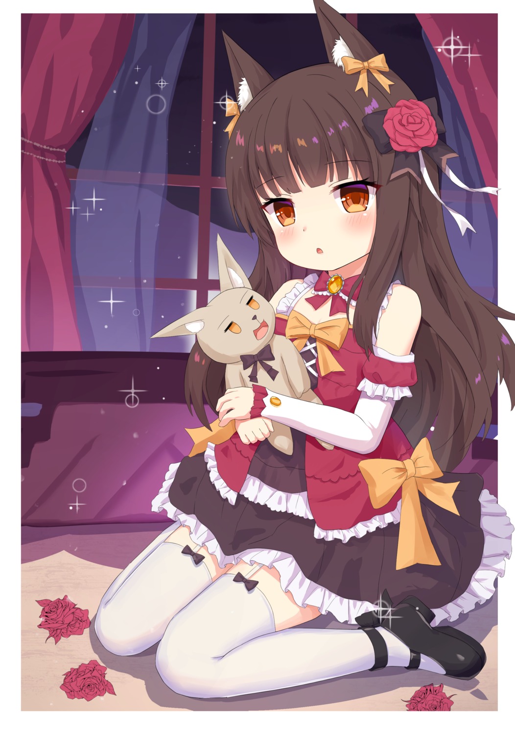 akagi_(zhanjianshaonv), animal_ears, stockings, synring97, thighhighs, zhanjianshaonv