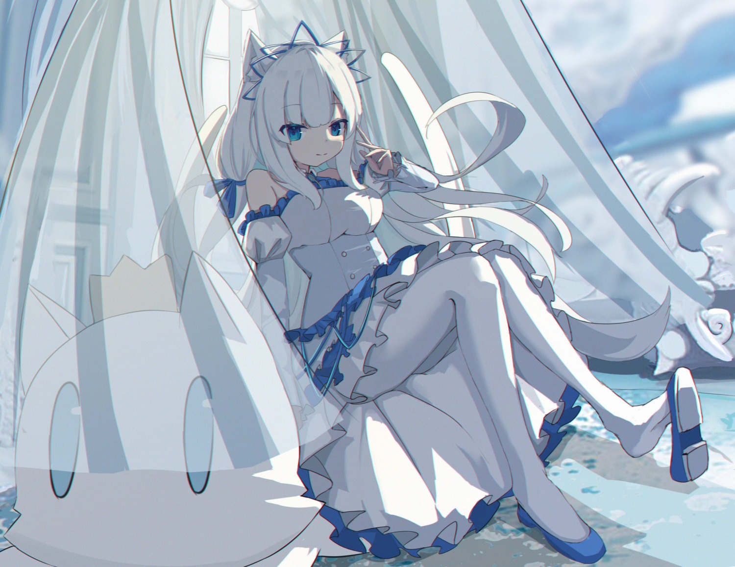 animal_ears, haruteru, nekomimi, pantyhose, shirayuki_aria, shirayuki_aria_channel, skirt_lift, tail