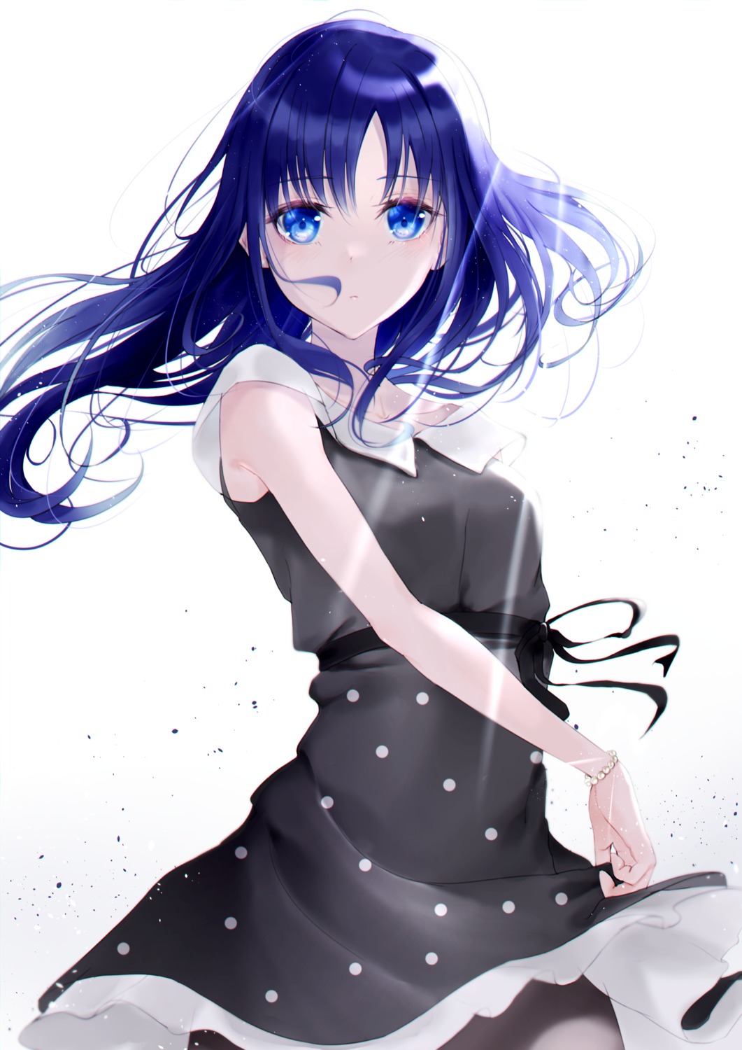 dress, magia_record:_mahou_shoujo_madoka_magica_gaiden, mahou_shoujo_madoka_magica, meen_(ouaughikepdvrsf), nanami_yachiyo, pantyhose, skirt_lift
