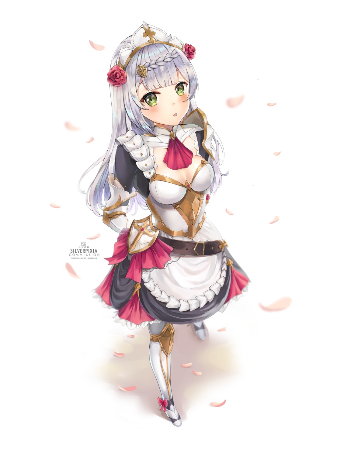 armor, cleavage, genshin_impact, maid, noelle_(genshin_impact), silverpixia