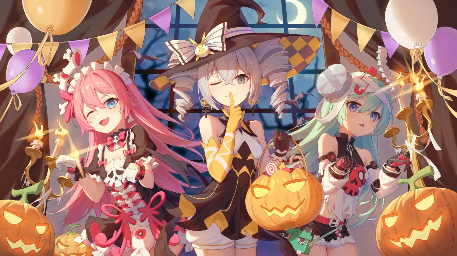 bandages, benghuai_xueyuan, bronya_zaychik, dress, halloween, honkai_impact, latiosss, liliya_olenyeva, maid, rozaliya_olenyeva, torn_clothes, wings, witch