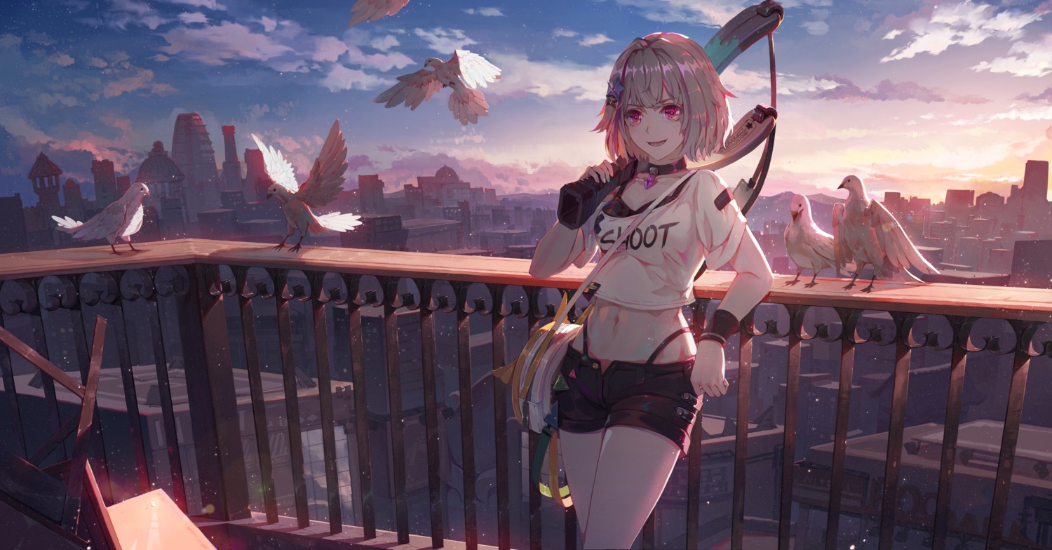 bra, cleavage, figure_story, landscape, miaoshang_sanxiao, pantsu, weapon