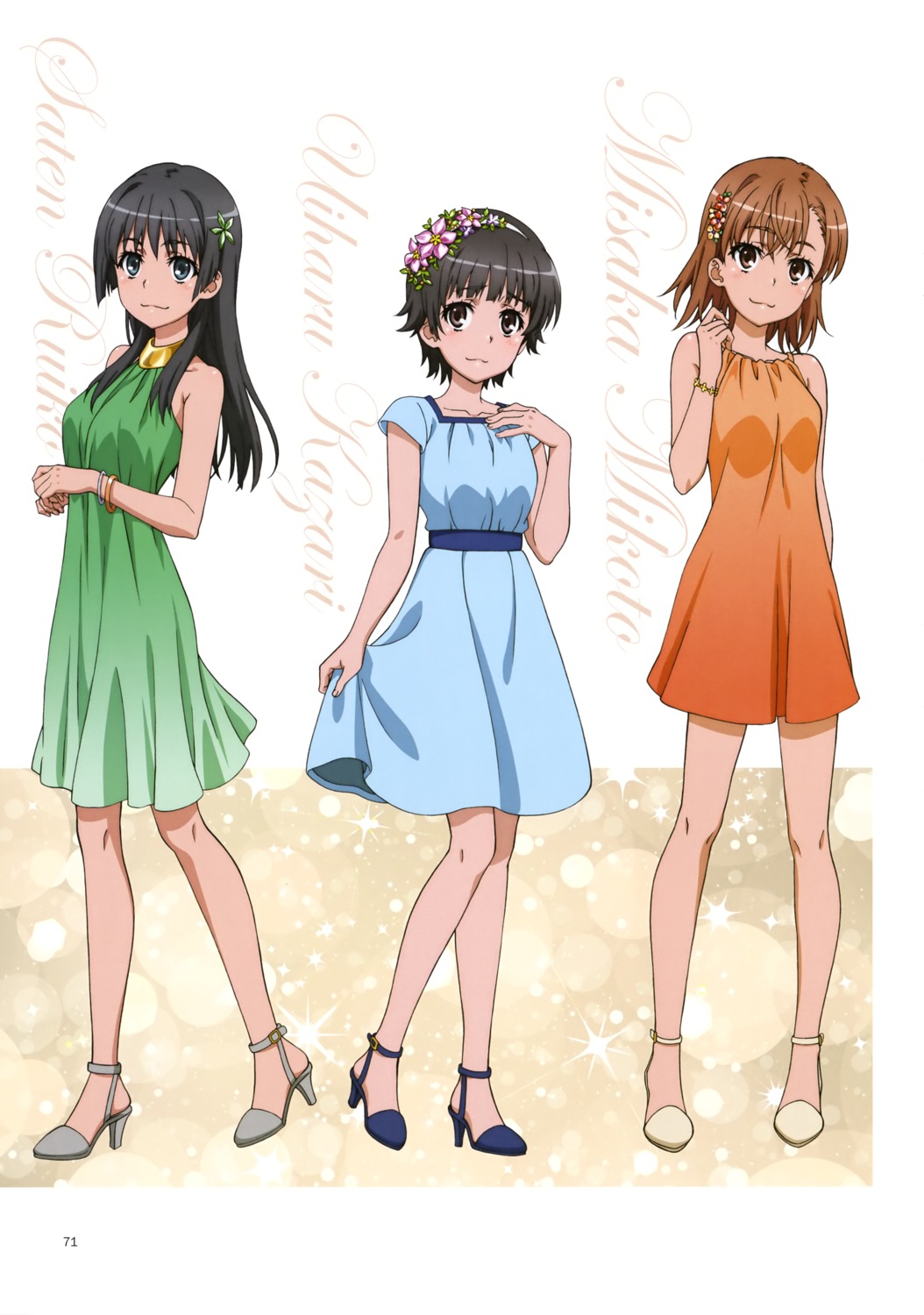 dress, heels, misaka_mikoto, saten_ruiko, toaru_kagaku_no_railgun, toaru_majutsu_no_index, uiharu_kazari