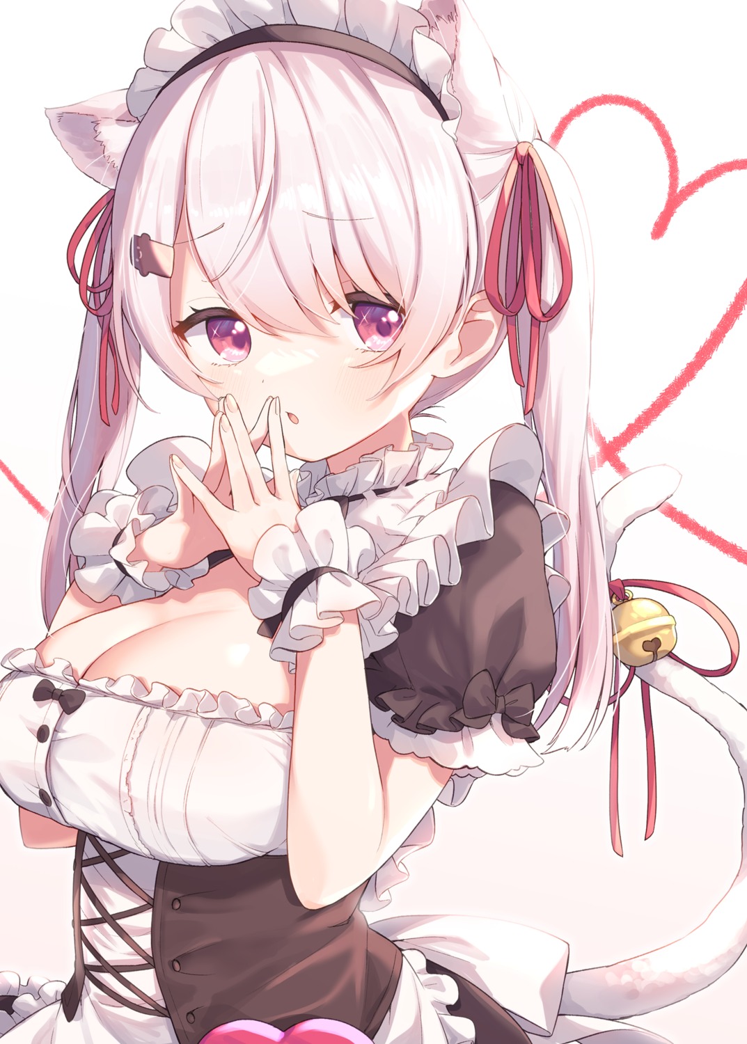 animal_ears, cleavage, maid, mayogii, nekomimi, nijisanji, nijisanji_gamers, shiina_yuika