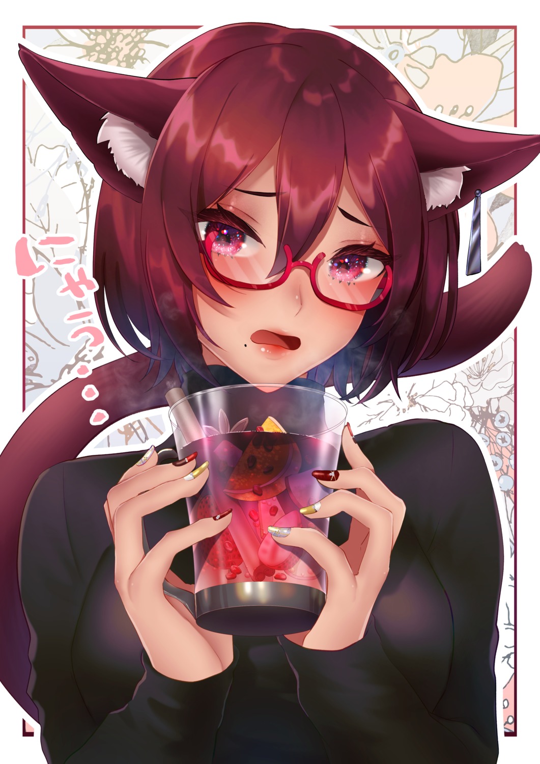 animal_ears, megane, nekomimi, suuzuki_ayato, sweater, tail