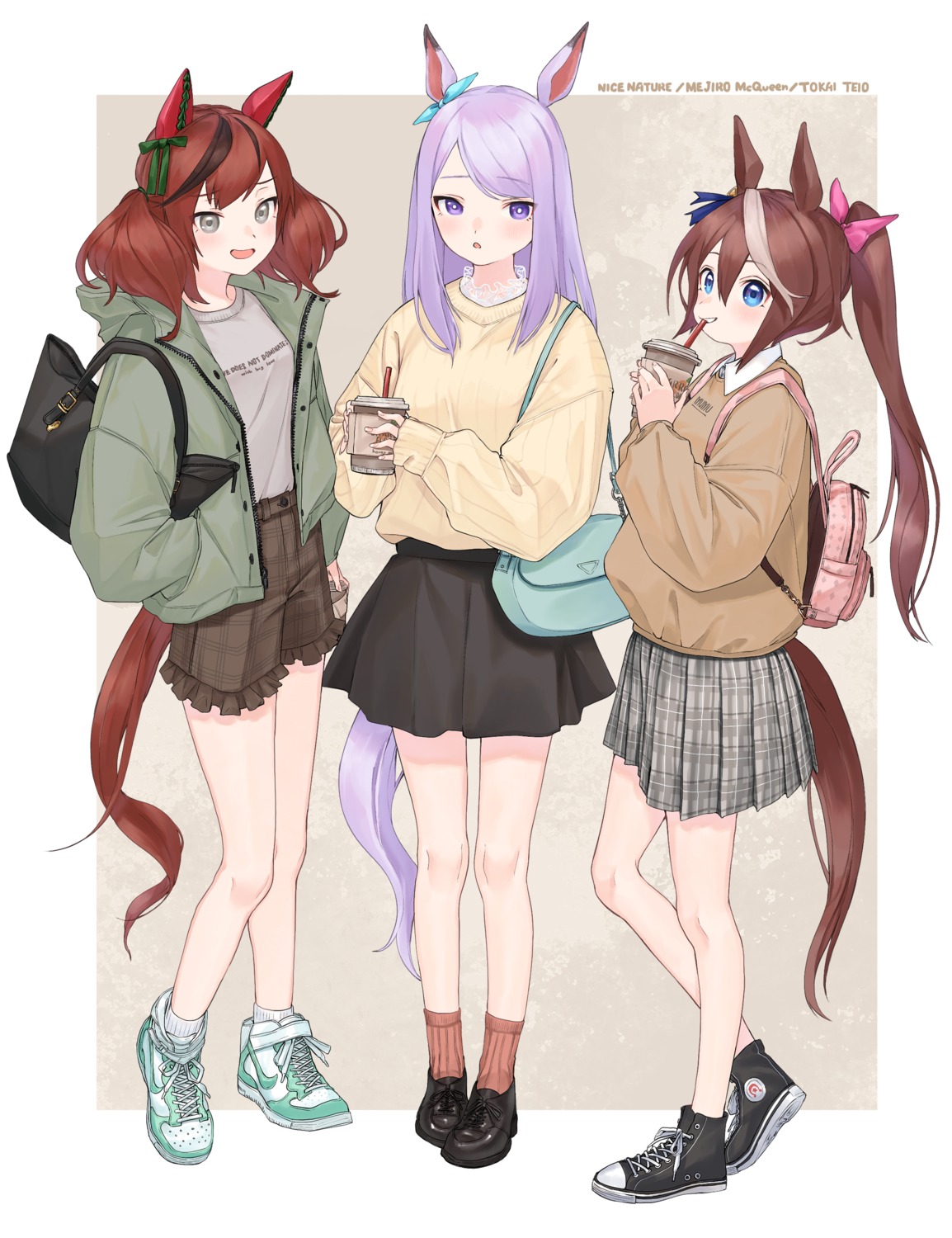 animal_ears, mejiro_mcqueen_(umamusume), nice_nature_(umamusume), seisei_tamago, sweater, tail, tokai_teio_(umamusume), uma_musume_pretty_derby