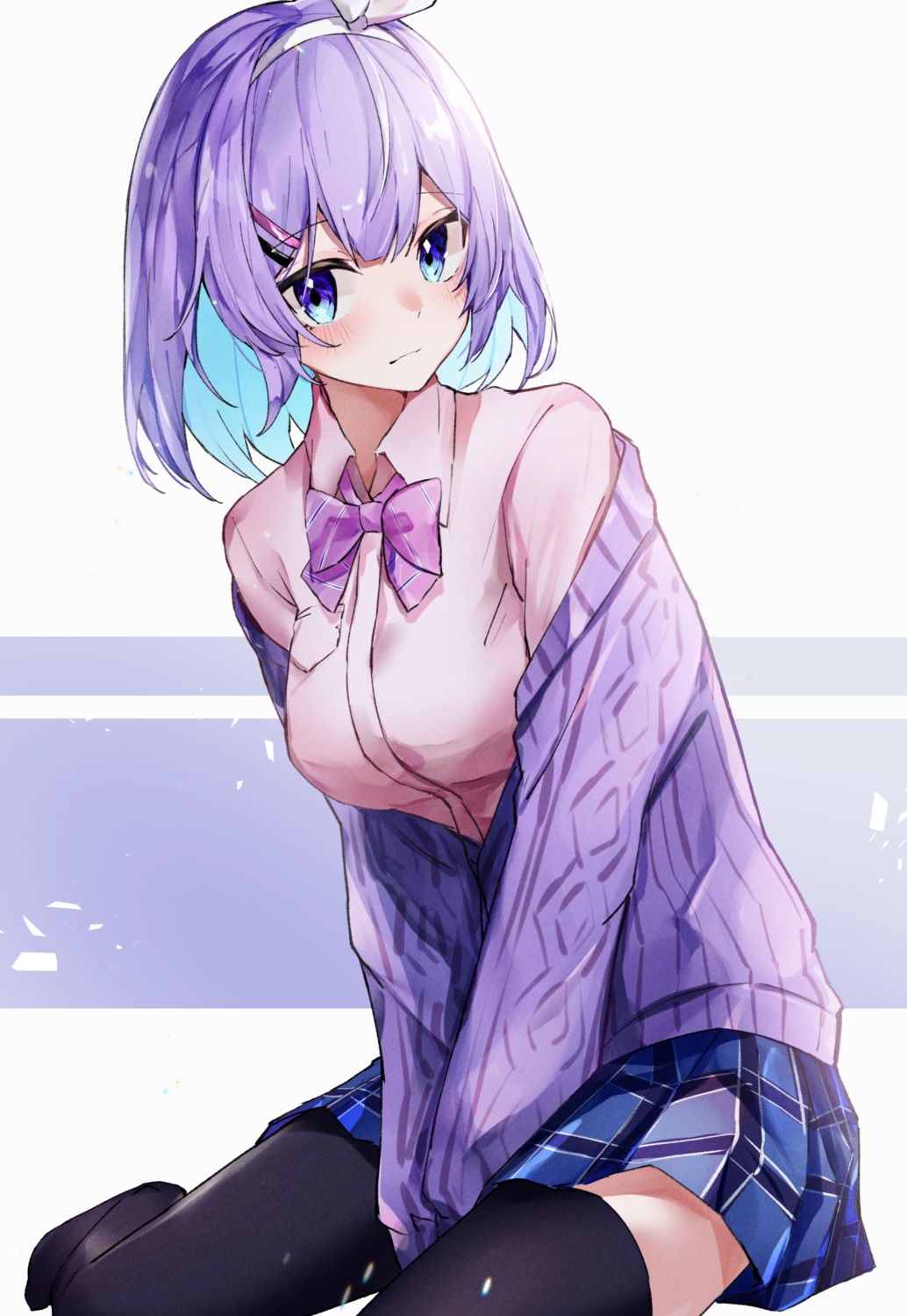 nanashinayuzu_mochi, nijisanji, nun_bora, seifuku, sweater, thighhighs