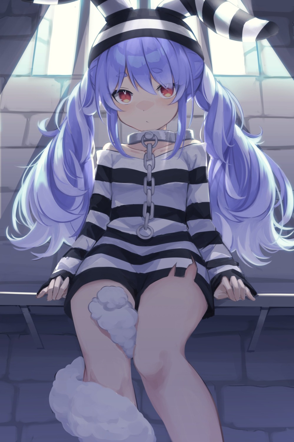 animal_ears, bunny_ears, hololive, klaius, torn_clothes, usada_pekora