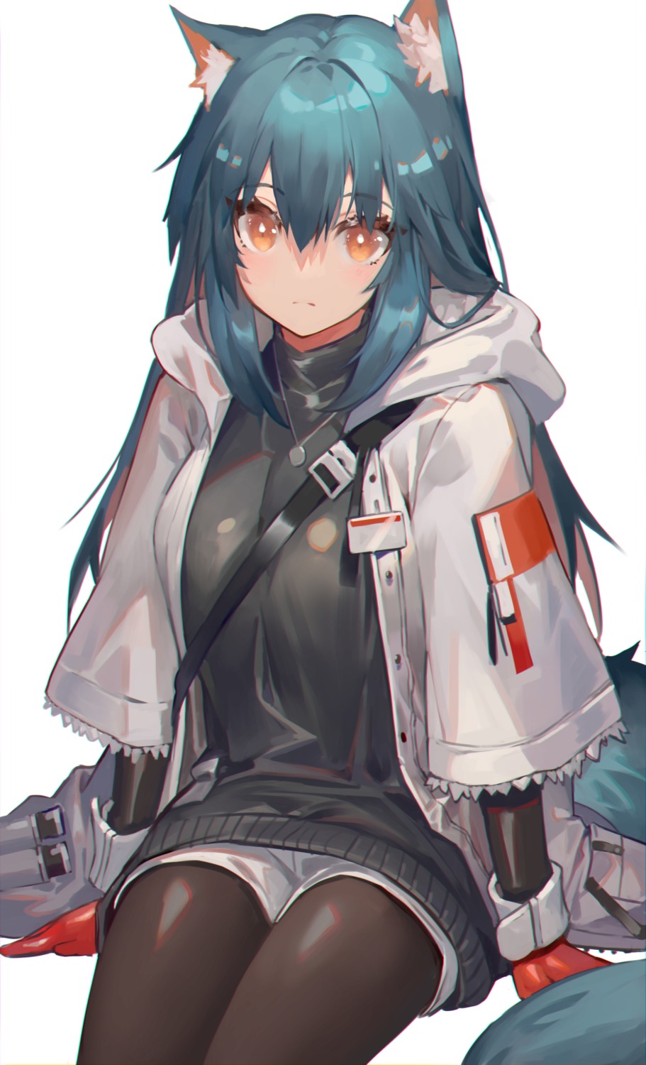 akizone, animal_ears, arknights, pantyhose, sweater, tail, texas_(arknights)