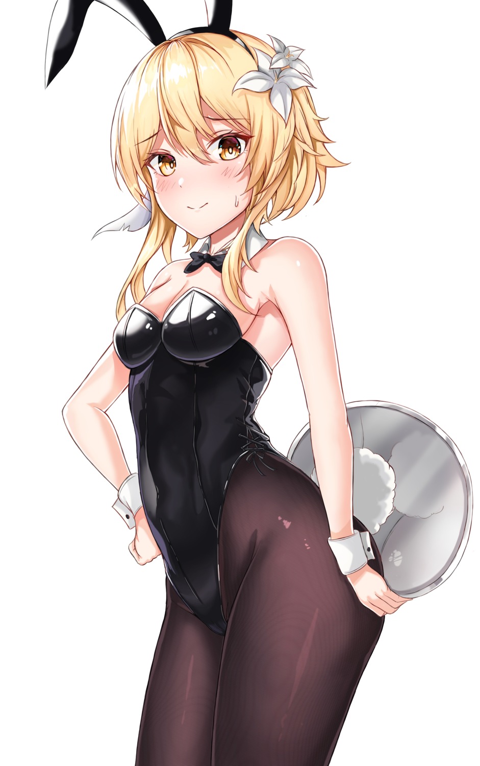 animal_ears, bunny_ears, bunny_girl, cleavage, genshin_impact, lumine, neon_(hhs9444), no_bra