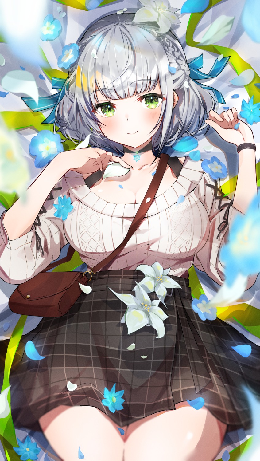 cleavage, furuki_ayaginutaira, hololive, shirogane_noel, sweater