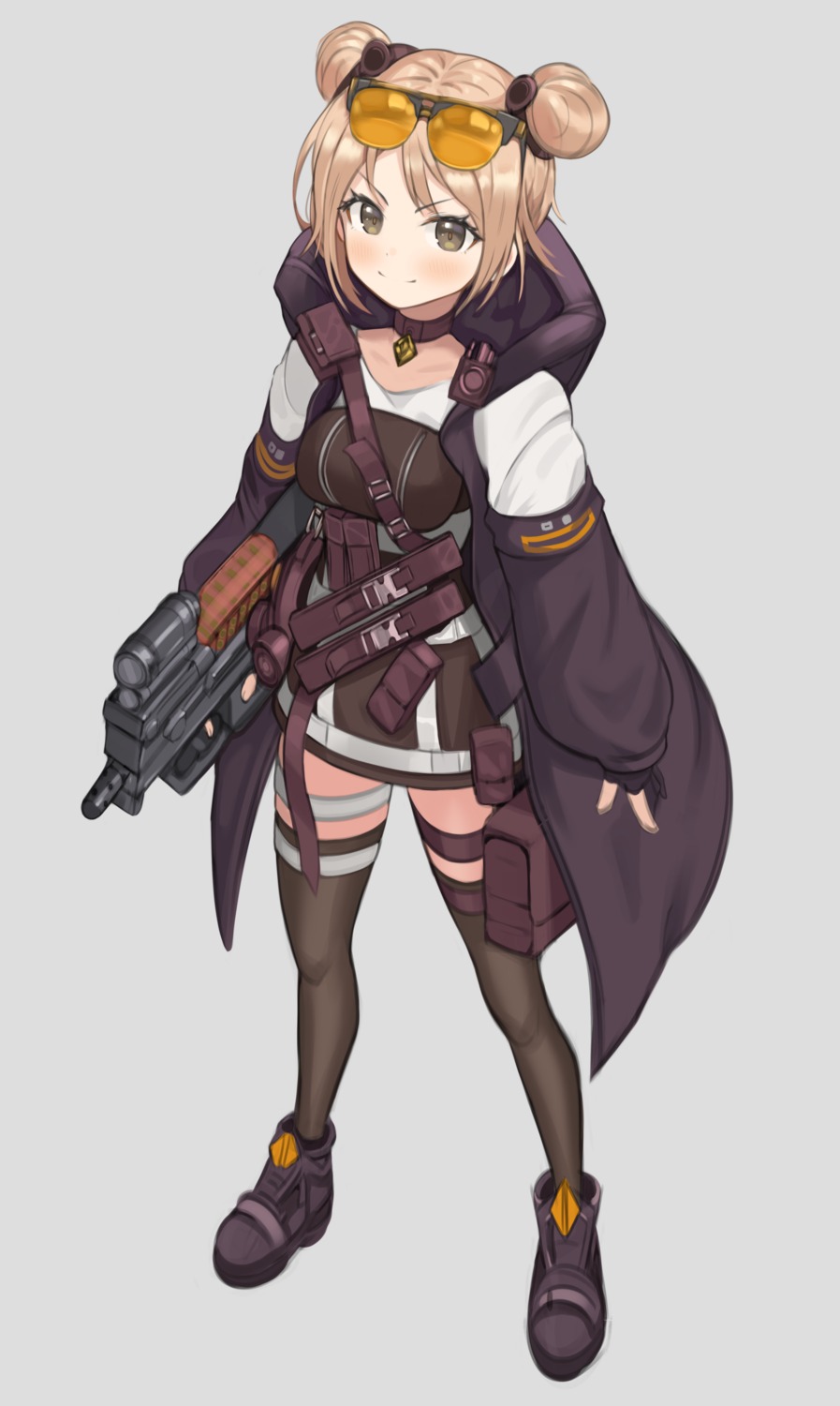 garter, girls_frontline, gun, haeil2, megane, p90_(girls_frontline), thighhighs