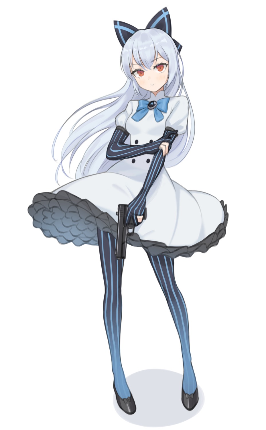 dress, girls_frontline, gun, haeil2, pantyhose, skirt_lift, tokarev_(girls_frontline)