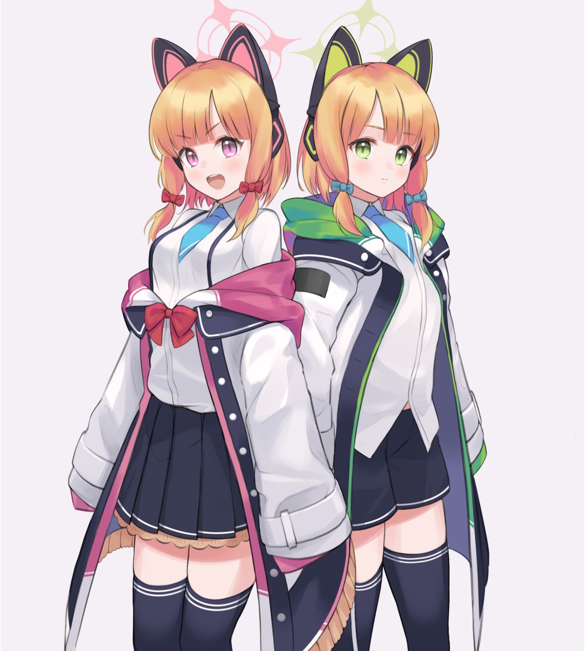 animal_ears, blue_archive, haeil2, halo, headphones, nekomimi, saiba_midori, saiba_momoi