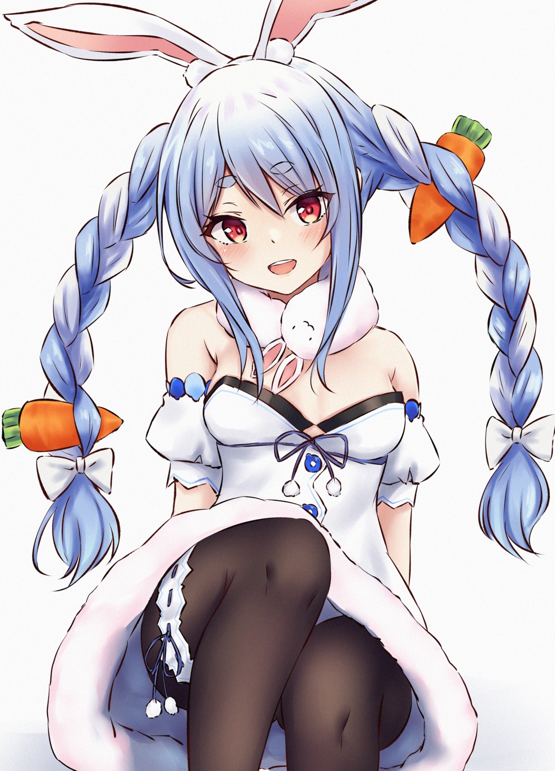 animal_ears, bunny_ears, dress, garter, hololive, no_bra, pantyhose, pikao