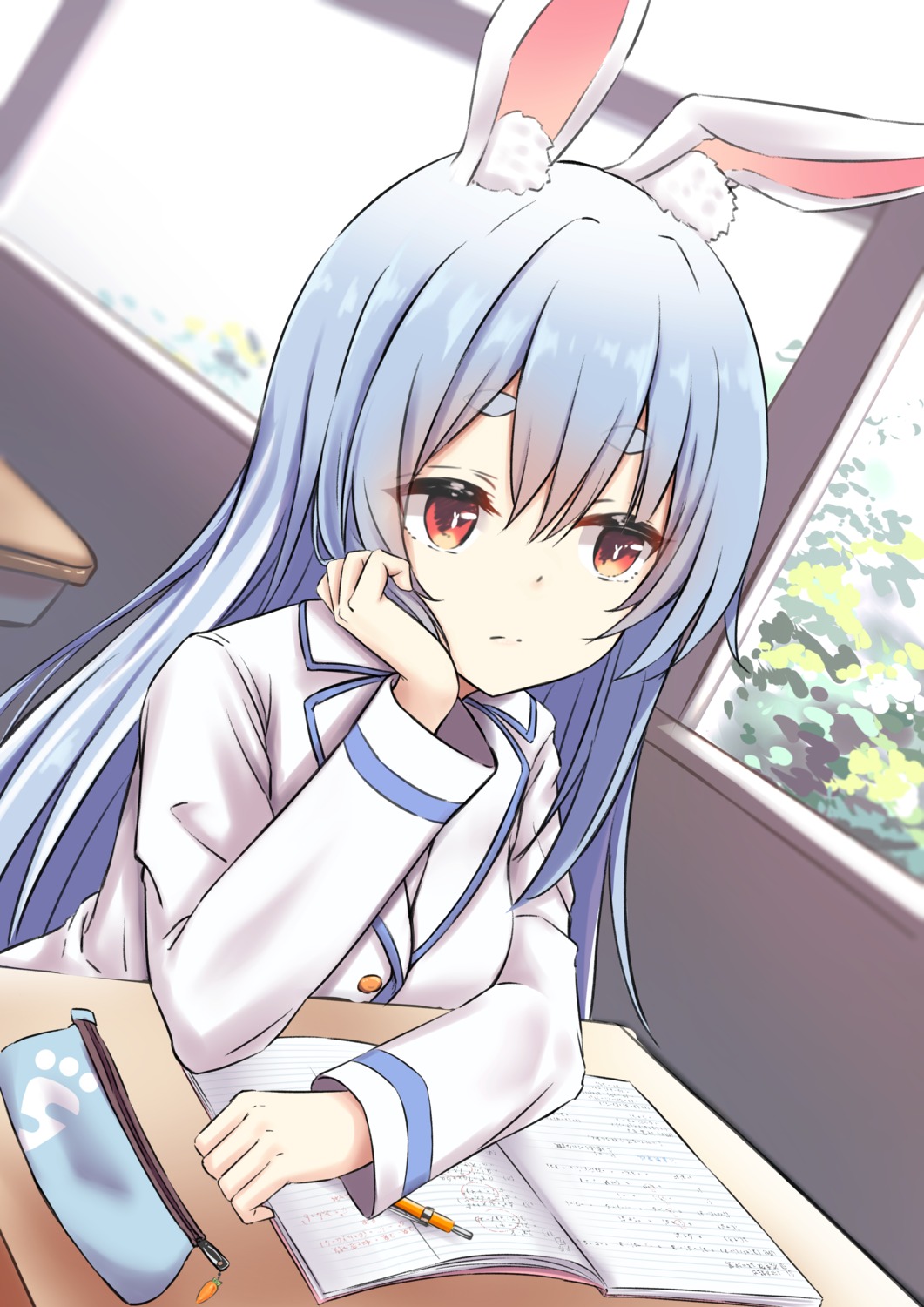 animal_ears, bunny_ears, hololive, pikao, seifuku, usada_pekora