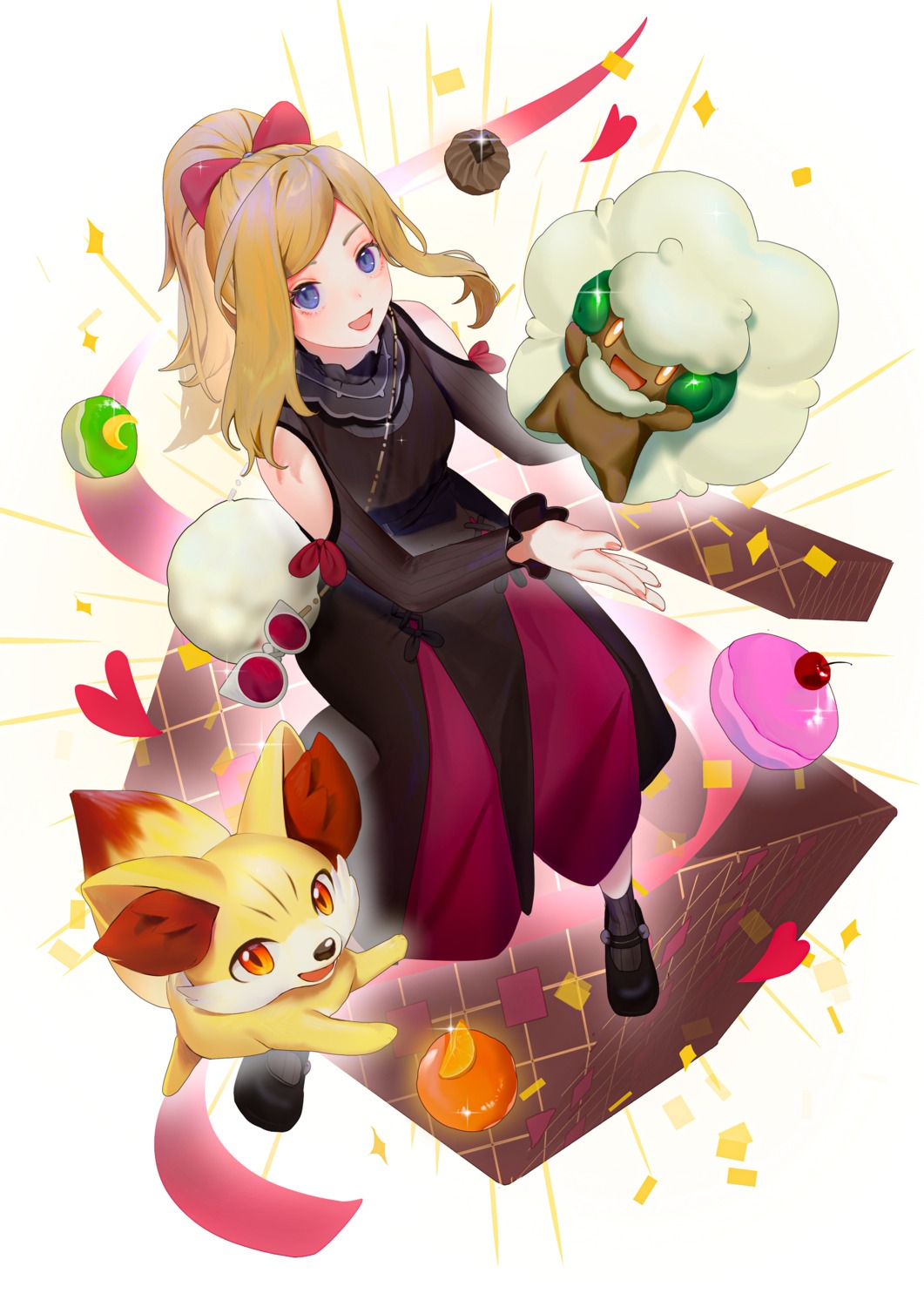 almn_sk, dress, fennekin, pokemon, pokemon_xy, serena_(pokemon), whimsicott