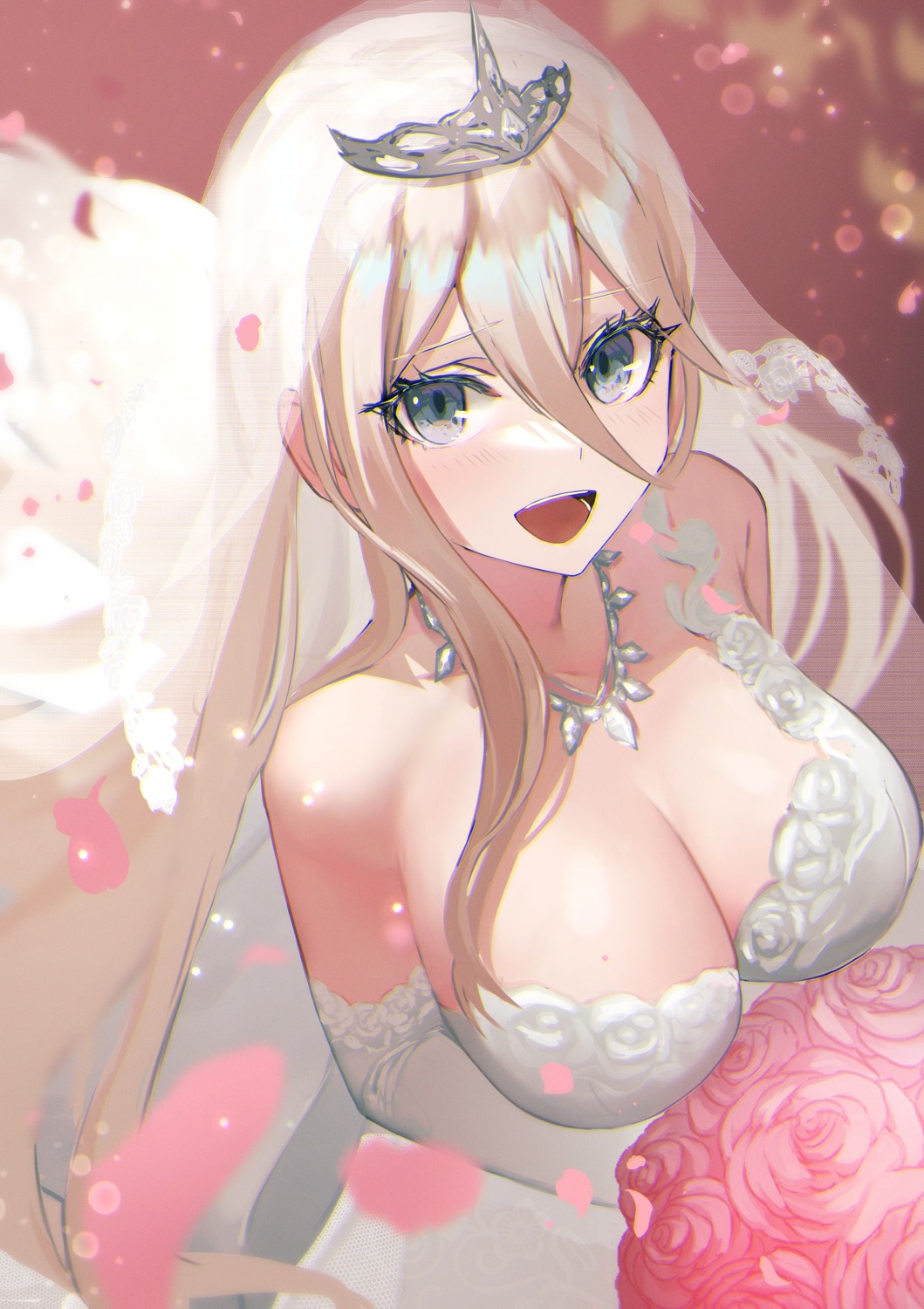 breast_hold, dangan-ronpa, dangan-ronpa_v3, dolce_(dolsuke), dress, iruma_miu, no_bra, wedding_dress