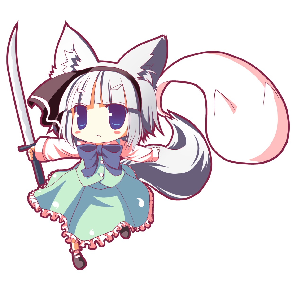 animal_ears, chibi, konpaku_youmu, tail, touhou, tozakura_nagomi
