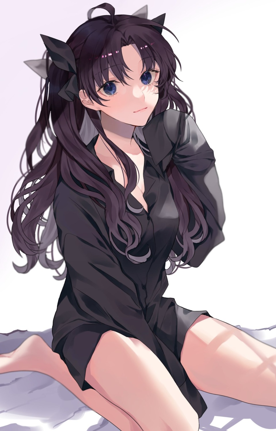 cleavage, dress_shirt, fate/stay_night, shimatori_(sanyyyy), toosaka_rin