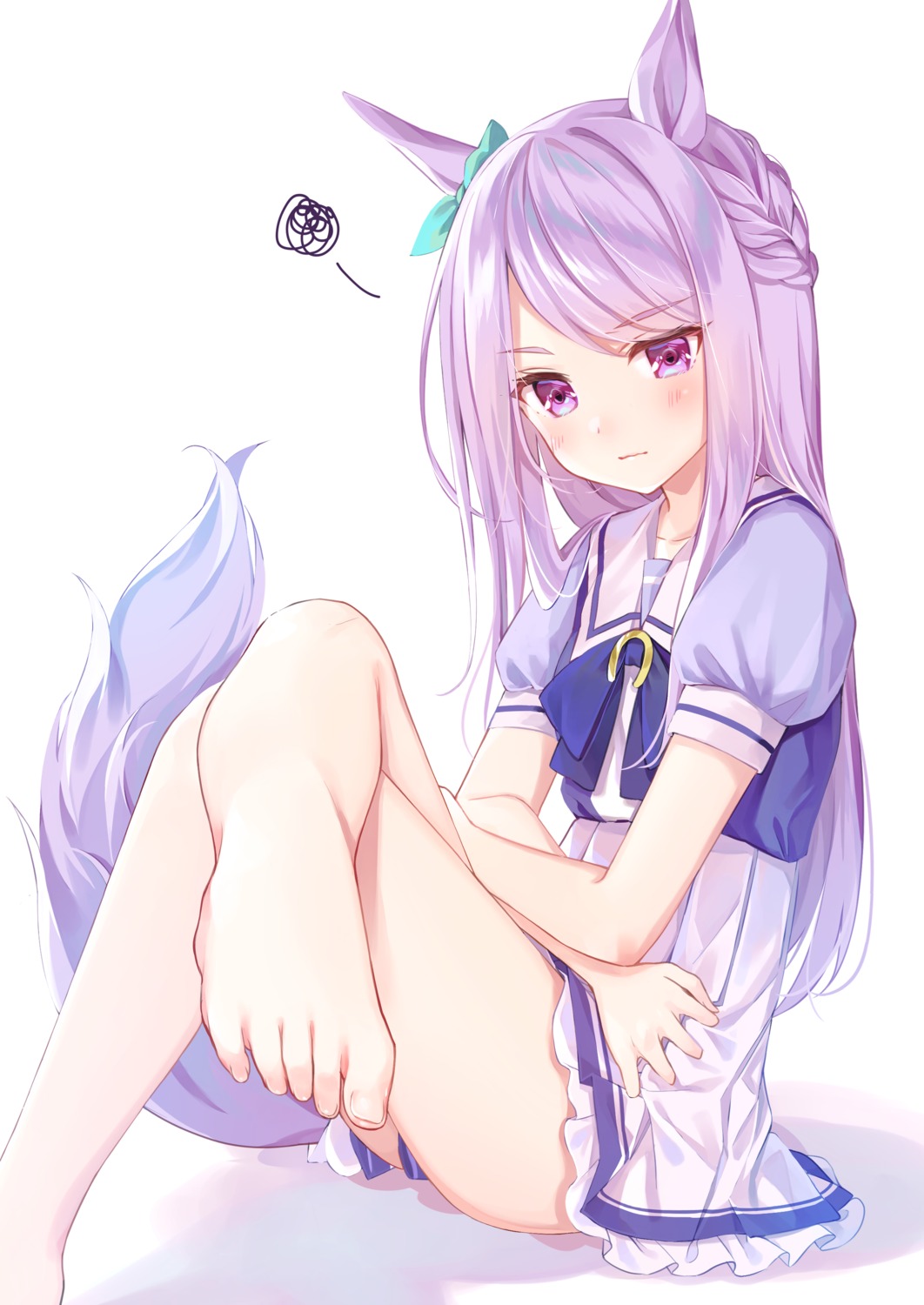 animal_ears, feet, mejiro_mcqueen_(umamusume), samayoi, seifuku, skirt_lift, tail, uma_musume_pretty_derby
