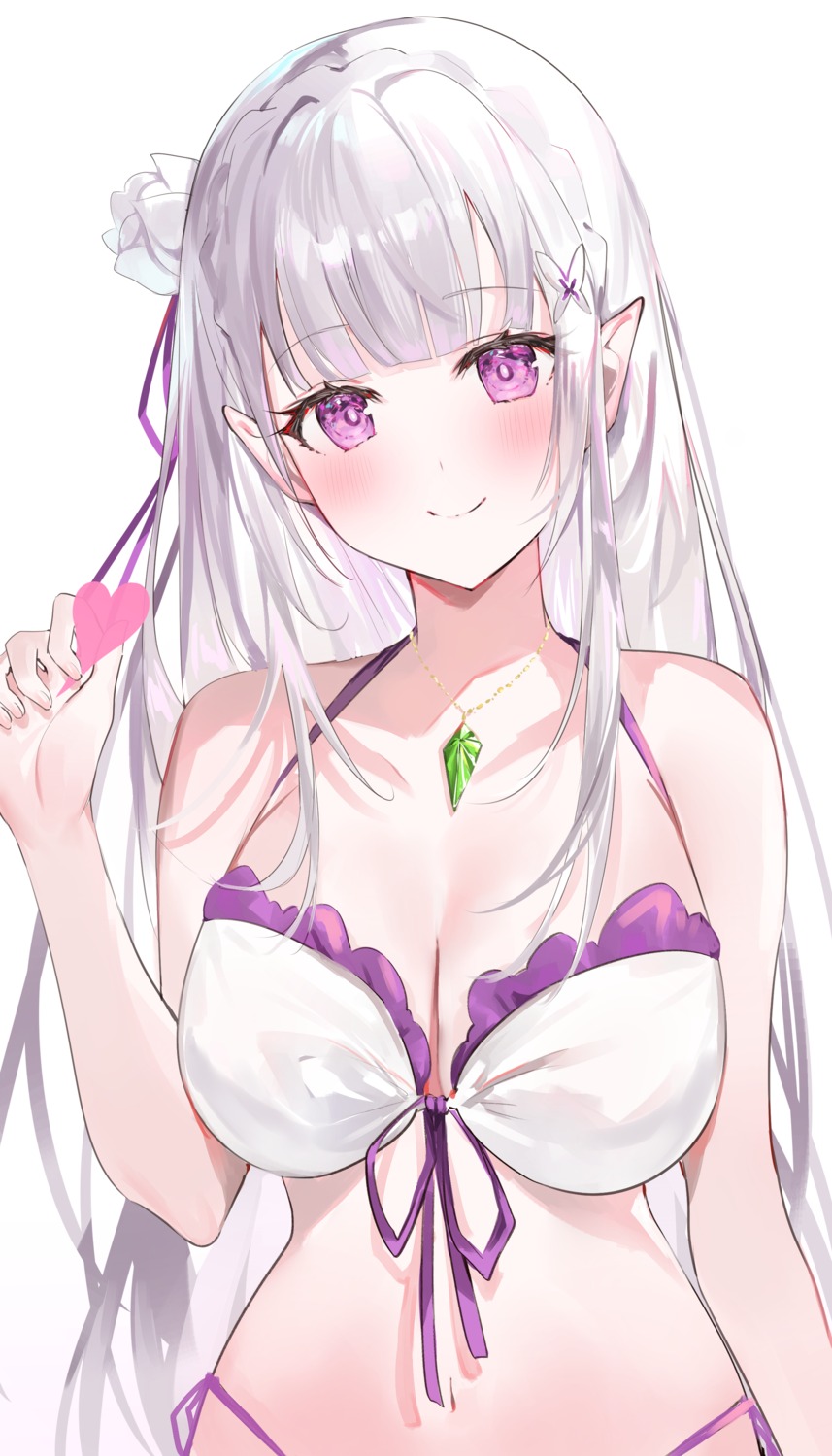 bikini, elf, emilia_(re_zero), pointy_ears, re:zero_kara_hajimeru_isekai_seikatsu, swimsuits, yuuko_(030_yuko)