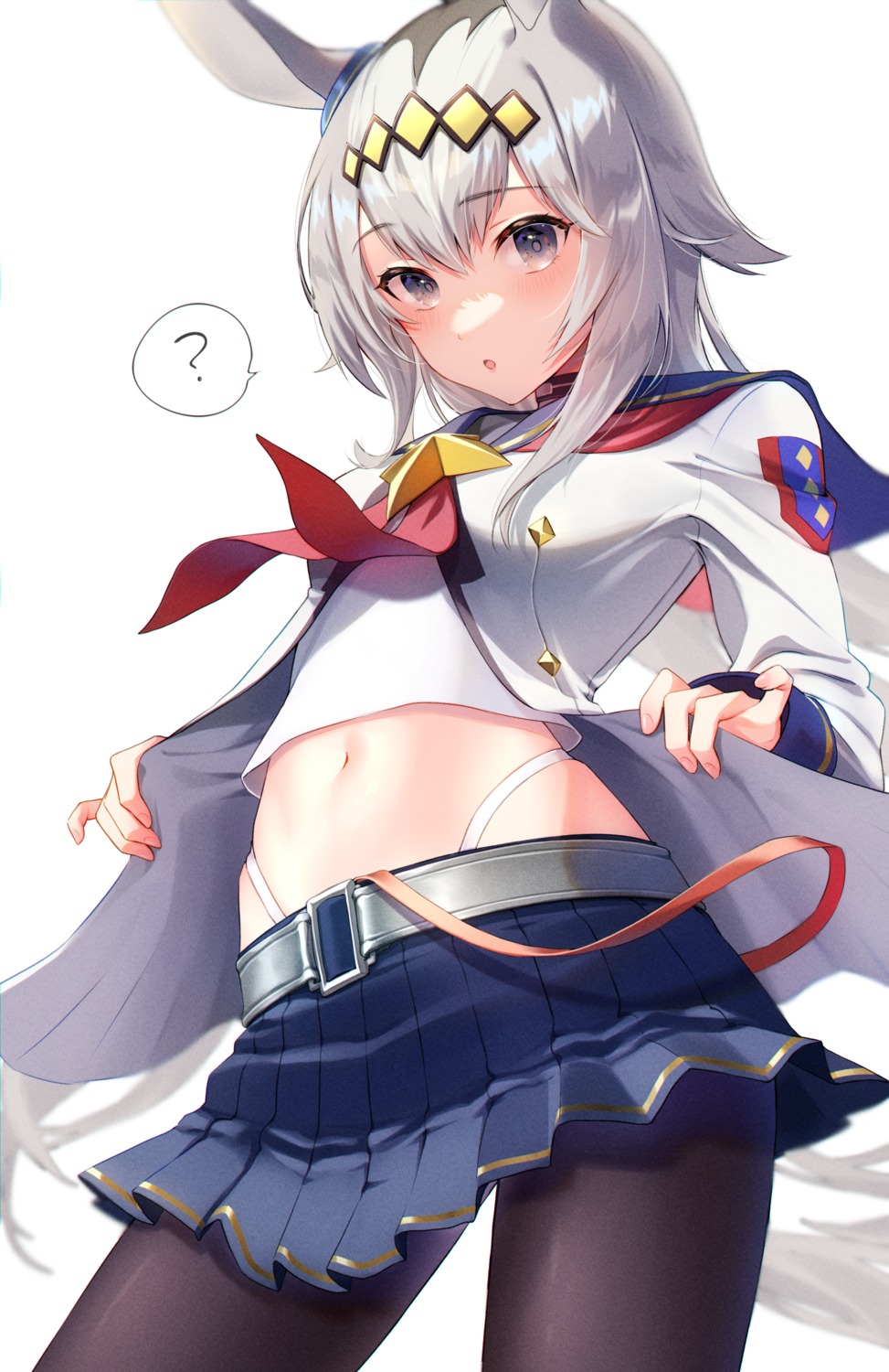 animal_ears, mikazuki_mika, oguri_cap_(umamusume), pantsu, pantyhose, tail, uma_musume_pretty_derby, uniform