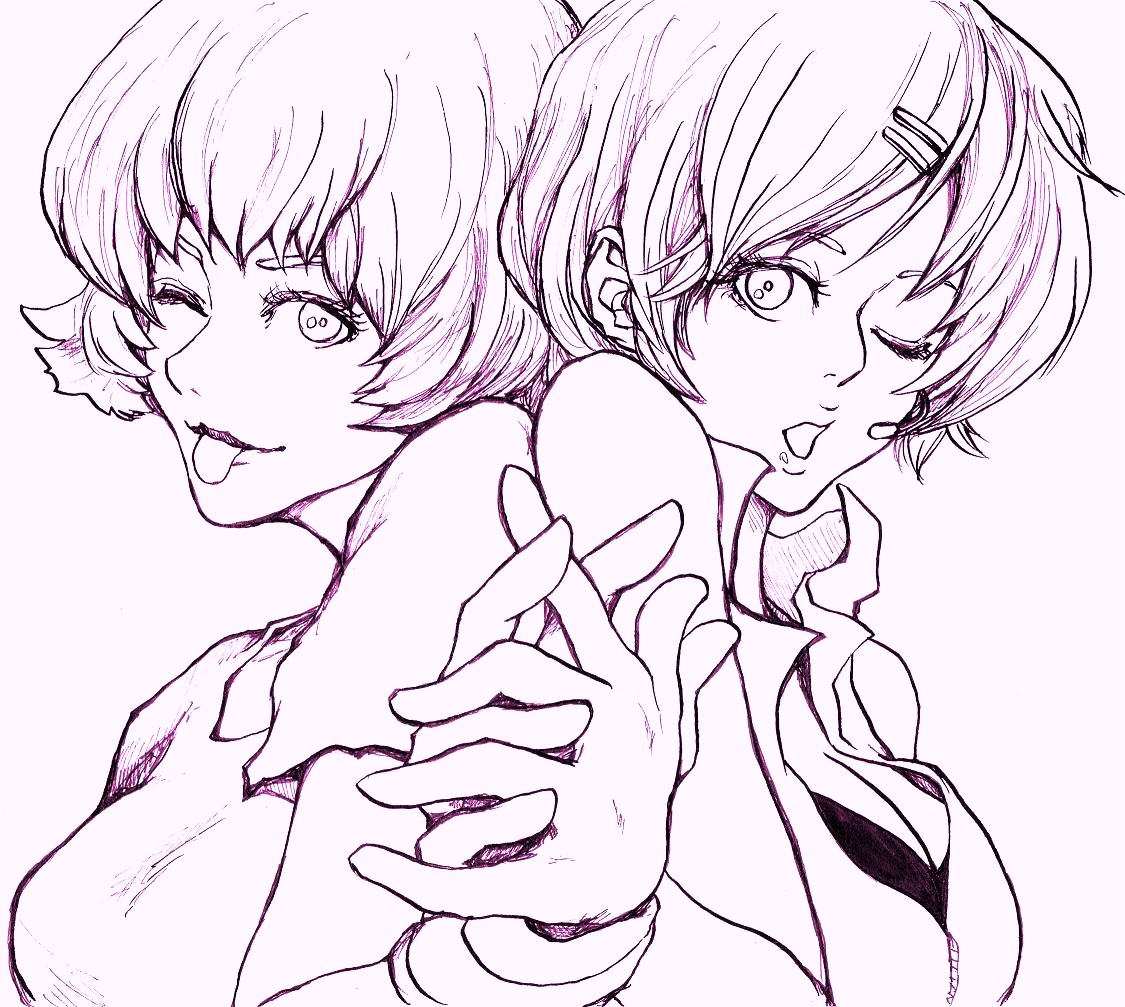 crossover, meiko, monochrome, ori, paprika, paprika_(character), vocaloid