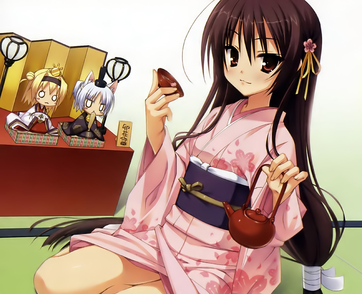animal_ears, chitose_sana, kimono, kitsune, kobuichi, muririn, rindou_ruri, tenshinranman