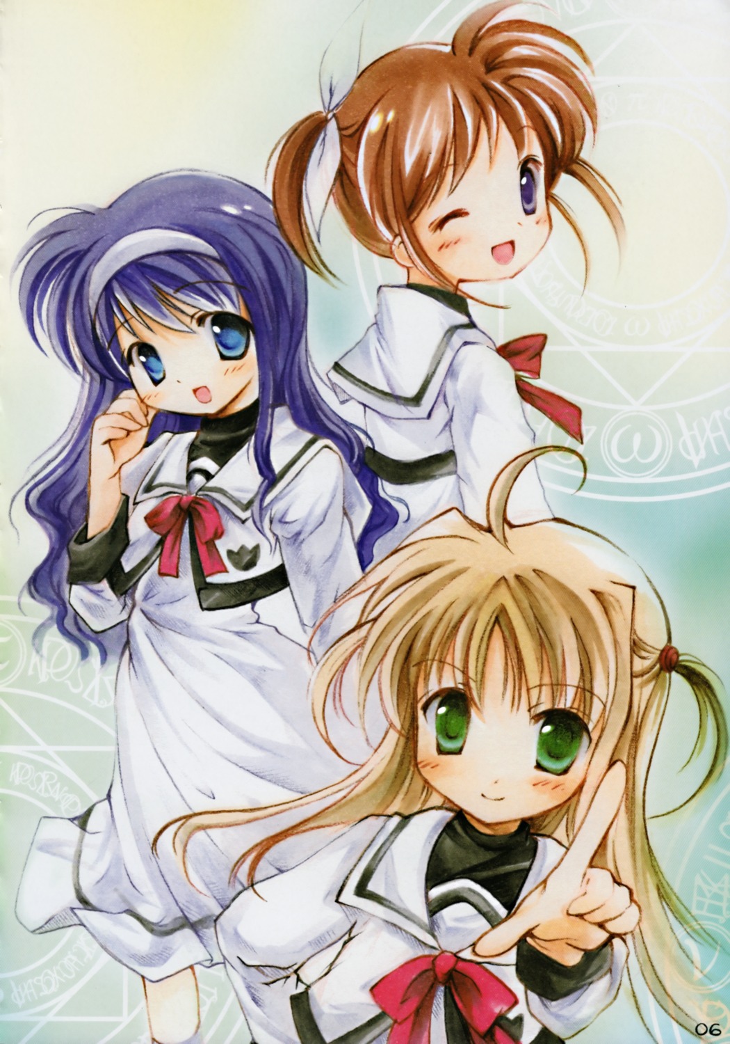 alisa_bannings, chibitan, chiiko, mahou_shoujo_lyrical_nanoha, seifuku, takamachi_nanoha, tsukimura_suzuka