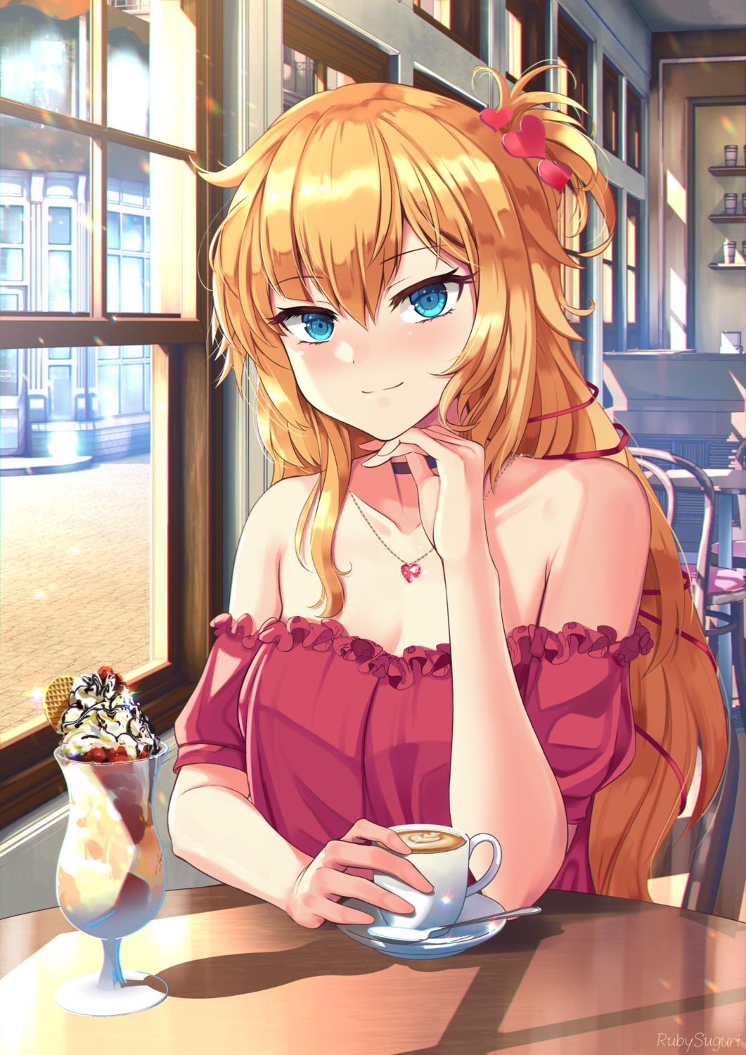 akai_haato, cleavage, hololive, no_bra, ruby_suguri