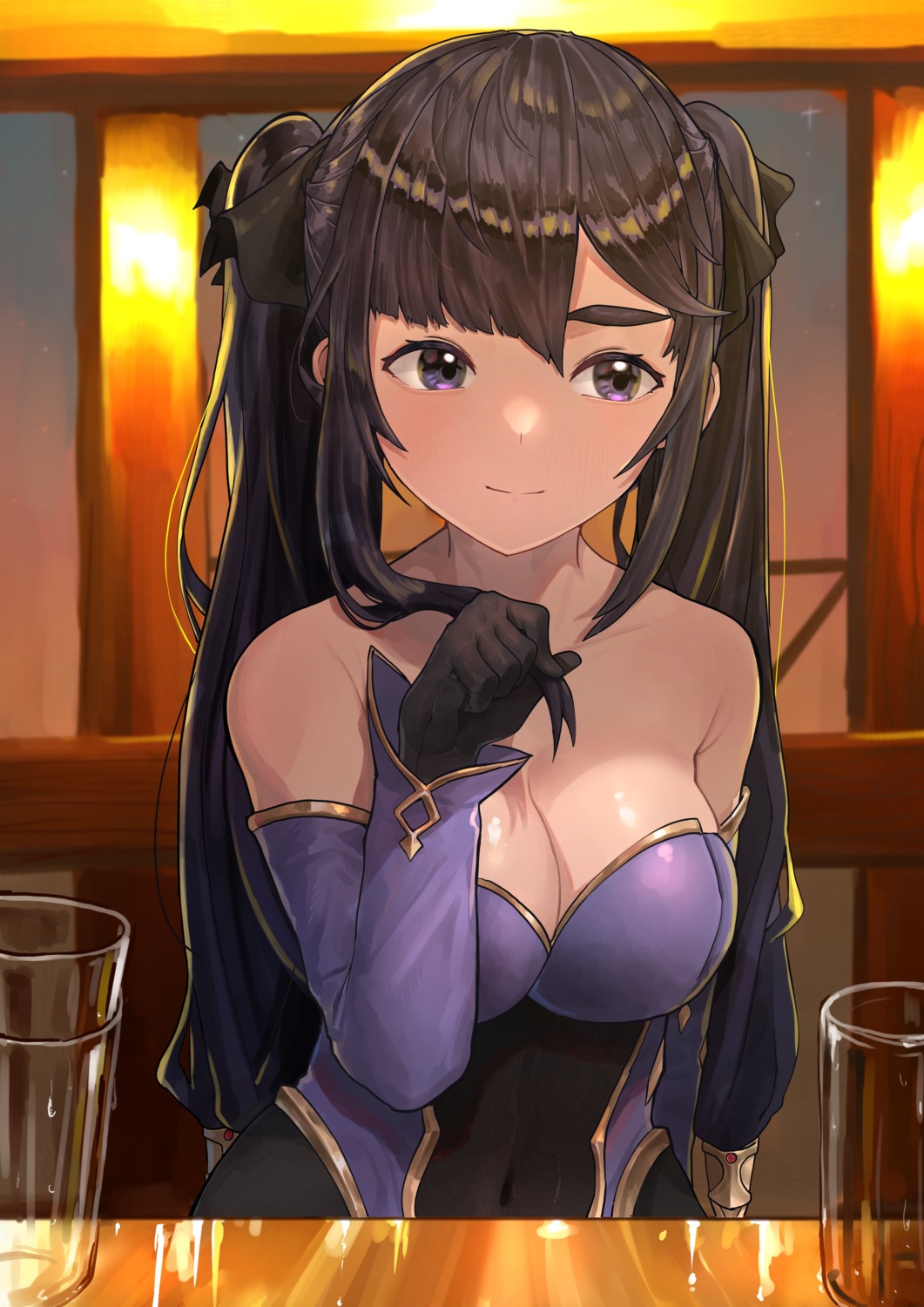 cleavage, eungi, genshin_impact, mona_megistus, no_bra