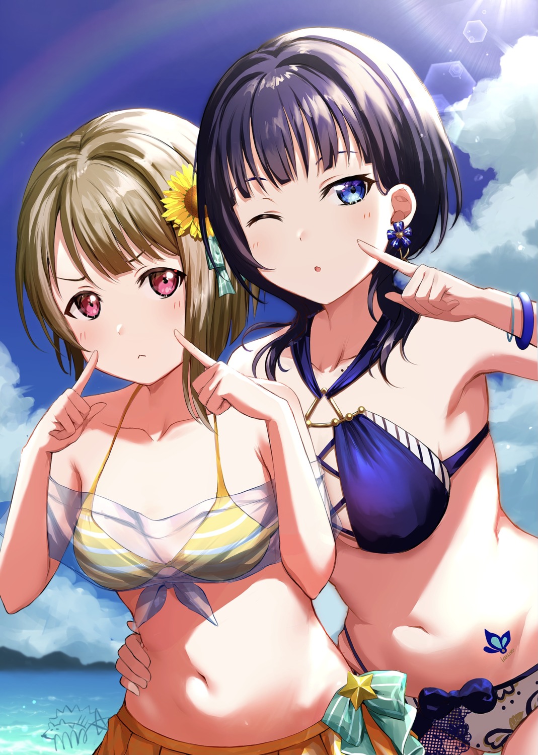 asaka_karin, bikini, love_live!_(series), love_live!_nijigasaki_gakuen_school_idol_doukoukai, mia_(fai1510), nakasu_kasumi, swimsuits, tattoo
